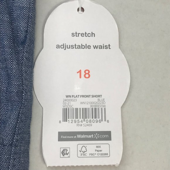 Wonder Nation Boy's Size 18 Adjustable Waist Flat Front Shorts Blue New - Picture 8 of 13